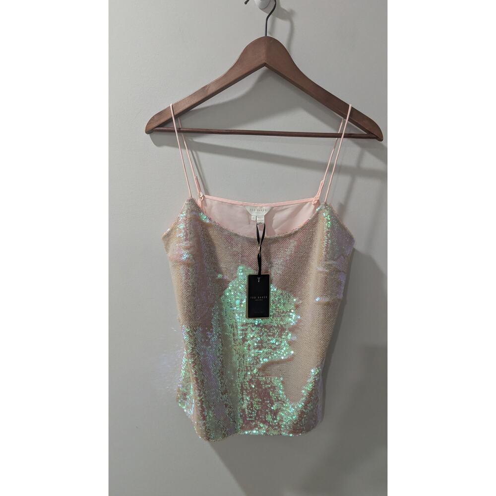 Ted Baker Eladia Sequin Nude Pink Cami Top NWT - Picture 2 of 6